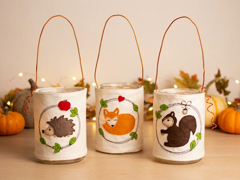 Preview: Waldtiere Herbst Set - doodle Stickdatei